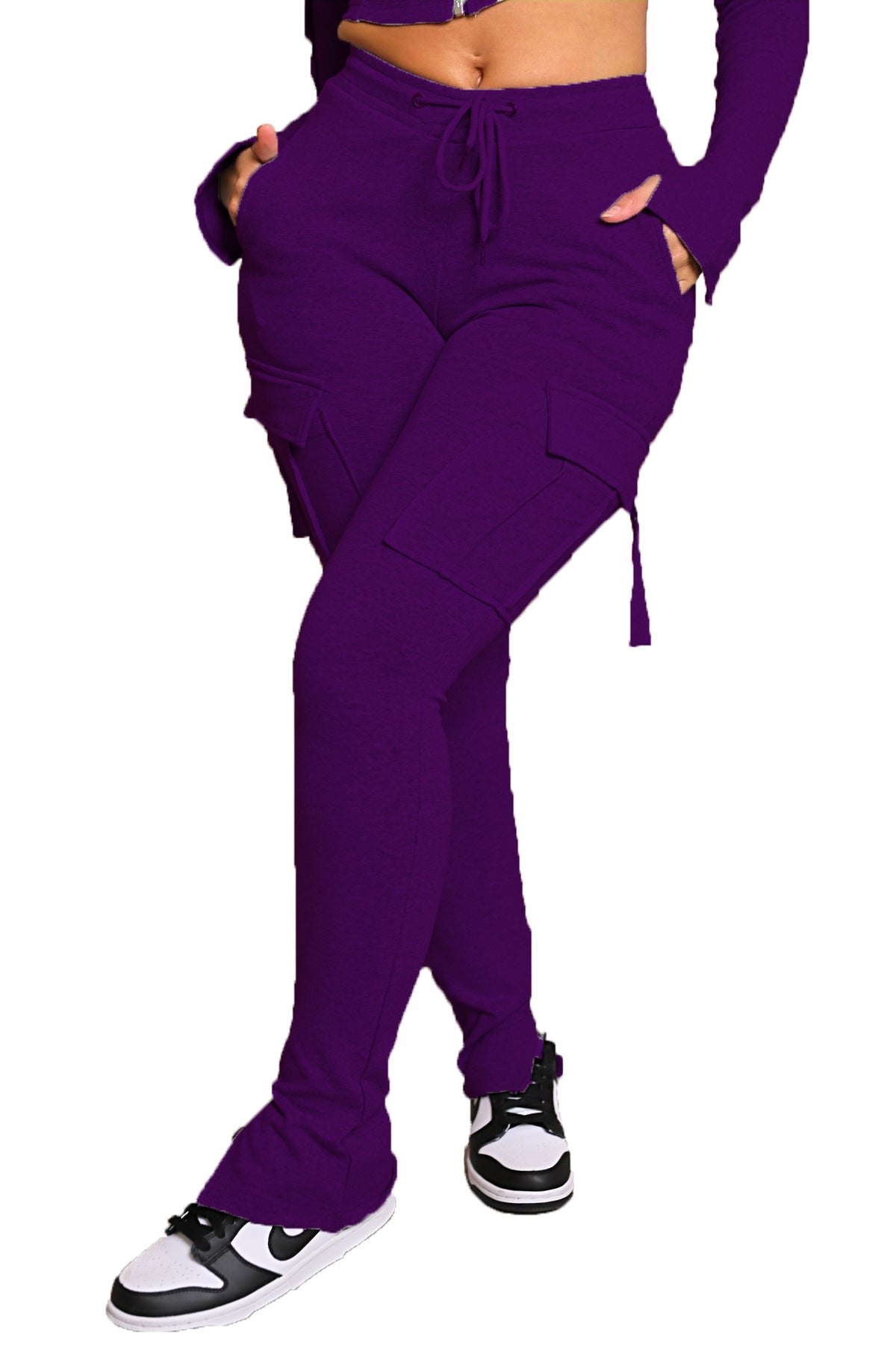 High-Waisted Wide Leg Cargo Pants with Pockets for Women