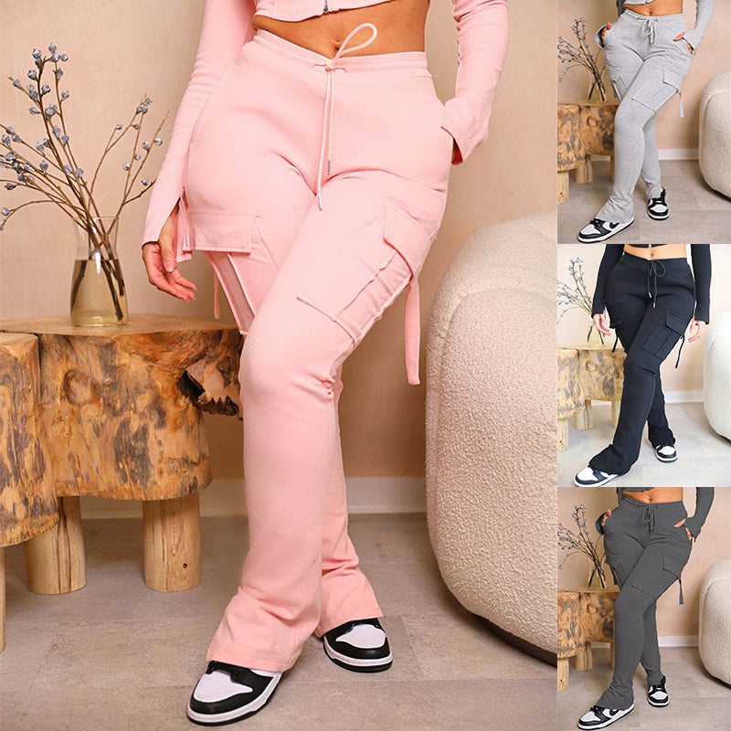 High-Waisted Wide Leg Cargo Pants with Pockets for Women