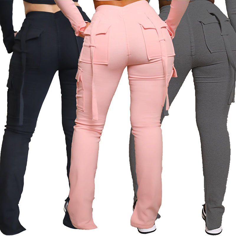 High-Waisted Wide Leg Cargo Pants with Pockets for Women