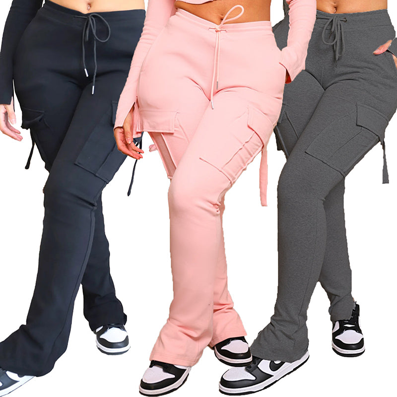 High-Waisted Wide Leg Cargo Pants with Pockets for Women