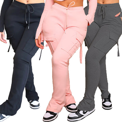 High-Waisted Wide Leg Cargo Pants with Pockets for Women