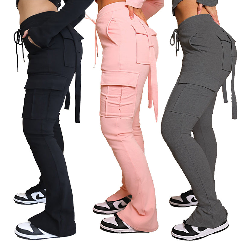 High-Waisted Wide Leg Cargo Pants with Pockets for Women